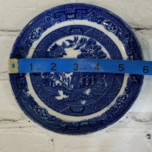 Albertsons Willow England Blue Delft Saucer Plate Oriental Scene - Picture 6 of 6